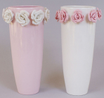 Ваза фарфоровая Bona 24см "Золотой сад" White tall glass with roses