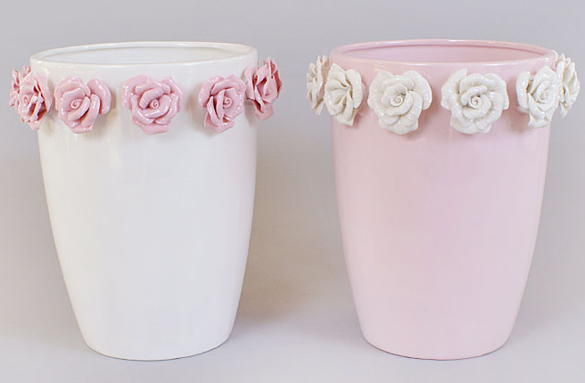 Ваза фарфорова Bona 21см "Золотий сад" Wide pink glass with roses