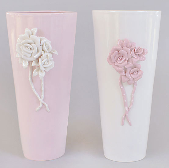Ваза фарфорова Bona 28см "Золотий сад" High cone with roses