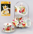 Набір для чаю та кави Bona Tea "Bouquet of Roses" на підставці