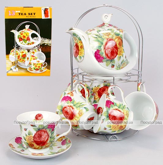 Набор для чая и кофе Bona Tea "Bouquet of Roses" на подставке