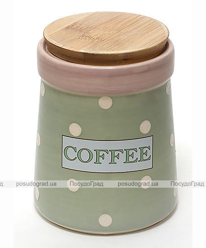 Банка Country Kitchen COFFEE 900мл зелена з бамбуковою кришкою