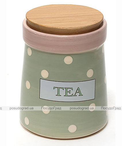 Банка Country Kitchen TEA 900мл зелена з бамбуковою кришкою