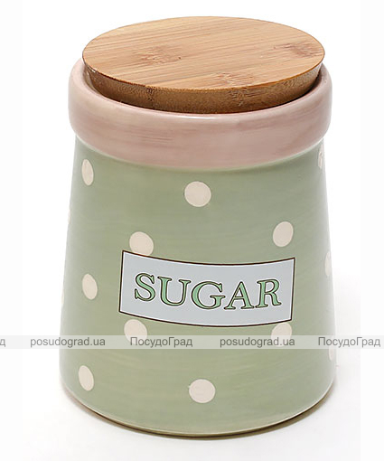 Банка Country Kitchen SUGAR 900мл зелена з бамбуковою кришкою