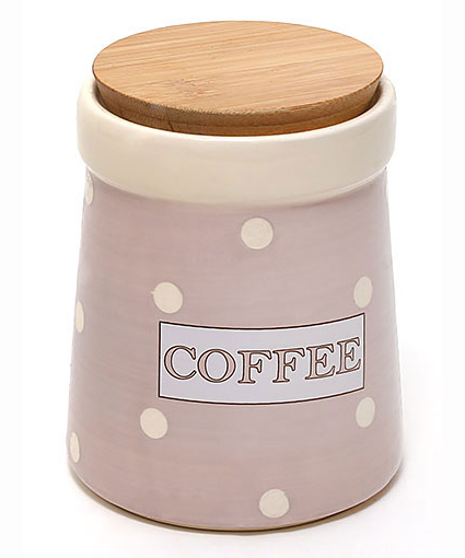 Банка Country Kitchen COFFEE 900мл рожева з бамбуковою кришкою