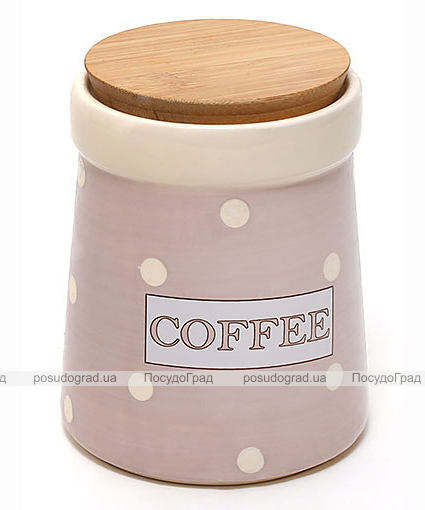 Банка Country Kitchen COFFEE 900мл рожева з бамбуковою кришкою