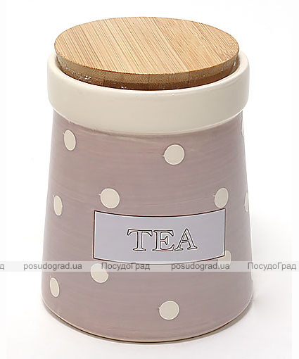 Банка Country Kitchen TEA 900мл рожева з бамбуковою кришкою