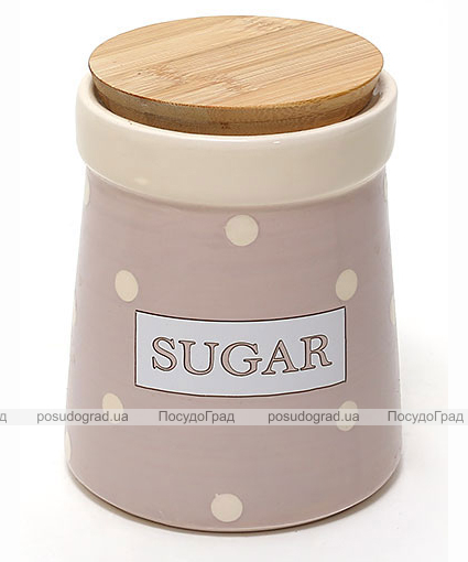Банка Country Kitchen SUGAR 900мл рожева з бамбуковою кришкою