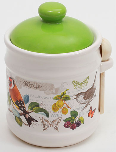 Банка для сипучих продуктів "Birds Garden" Ø12х16,5см з дерев'яною ложкою