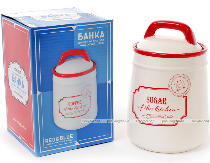 Банка керамическая Red&Blue SUGAR 800мл, красная