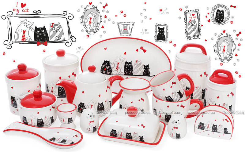 Серветниця керамічна "I Love My Cat" 10.4х5х8см