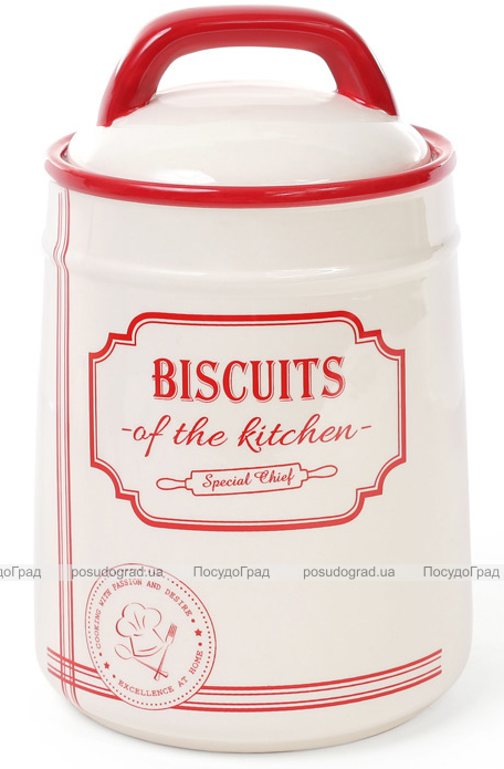 Банка керамическая Red&Blue BISCUITS 1250мл, для печенья, красная