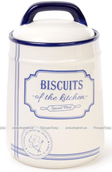 Банка керамическая Red&Blue BISCUITS 1250мл, для печенья, синяя
