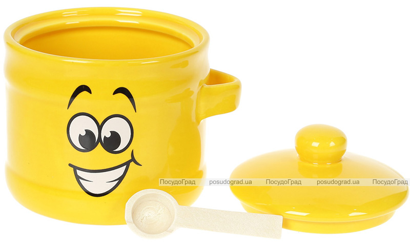 Банка керамічна "Funny Smile" 450мл з дерев'яною ложкою