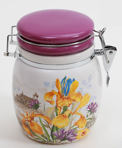 Банка пузата "Iris Flower" 13.3x11.5x15.4см з кришкою на металевій затяжці