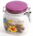 Банка пузатая "Iris Flower" 11.3x8.3x12см с крышкой на металлической затяжке