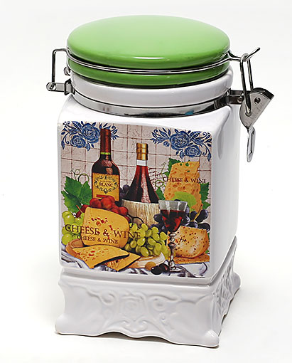 Банка Cheese&Wine 1040мл для сыпучих продуктов на металлической затяжке
