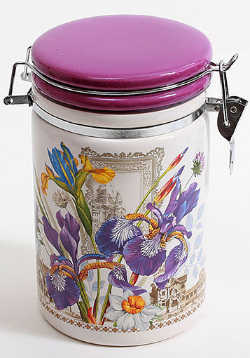 Банка кругла "Iris Flower" 14.2x10.5x17.5см з кришкою на металевій затяжці