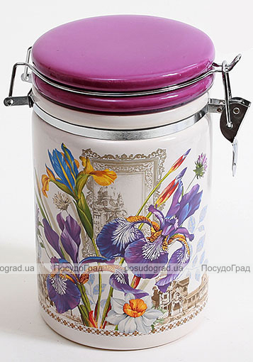 Банка кругла "Iris Flower" 14.2x10.5x17.5см з кришкою на металевій затяжці