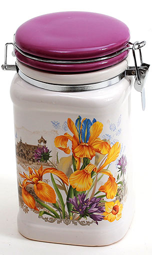 Банка квадратна "Iris Flower" 13.2x10.6x17.5см з кришкою на металевій затяжці