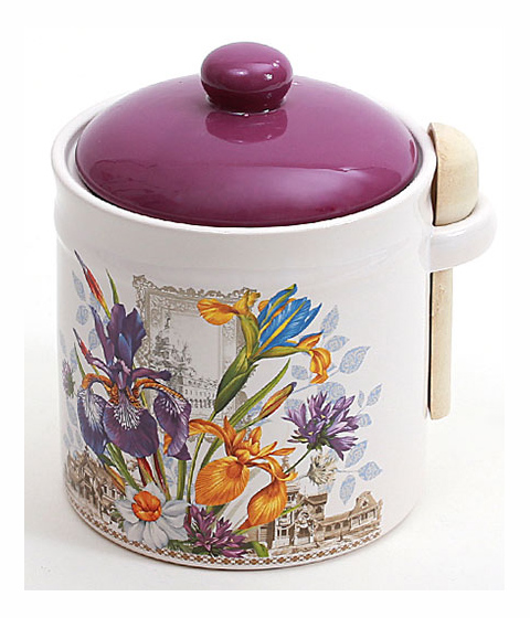 Банка для сипучих продуктів "Iris Flower" 640мл з дерев'яною ложкою