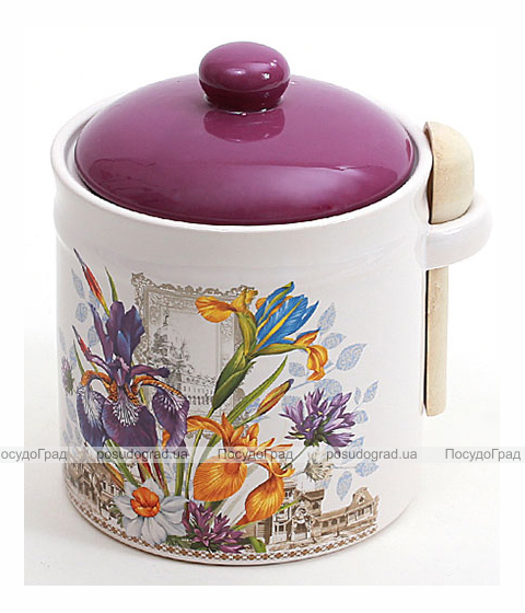 Банка для сипучих продуктів "Iris Flower" 640мл з дерев'яною ложкою