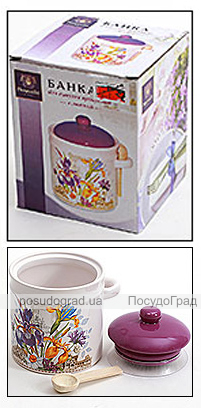 Банка для сипучих продуктів "Iris Flower" 640мл з дерев'яною ложкою