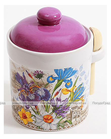 Банка для сипучих продуктів "Iris Flower" Ø10х14см з дерев'яною ложкою