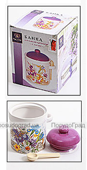 Банка для сипучих продуктів "Iris Flower" Ø10х14см з дерев'яною ложкою