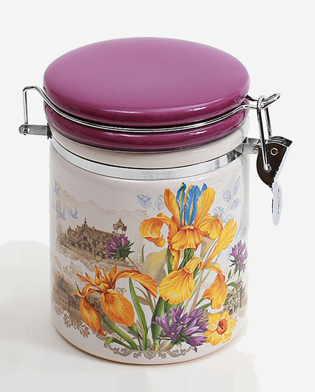 Банка кругла "Iris Flower" 14.2x10.5x14.5см з кришкою на металевій затяжці