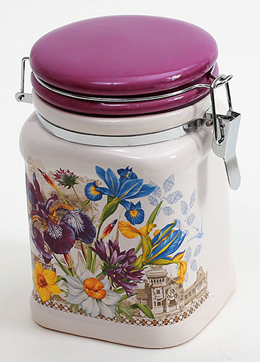 Банка квадратна "Iris Flower" 13.2x10.6x14.7см з кришкою на металевій затяжці