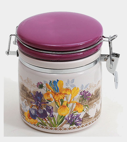 Банка кругла "Iris Flower" 14.2x10.5x12.2см з кришкою на металевій затяжці