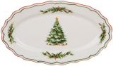 Набір 2 порцелянових овальних блюд "Evergreen Christmas" 35x20.5см з червоною облямівкою