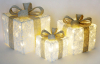 Набор декоративных подарков - 3 коробки 15х20см, 20х25см, 25х30см с LED-подсветкой, белый крем