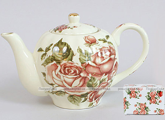 Чайник заварювальний Cream Rose "Корейська Троянда" 1000мл, фарфоровий