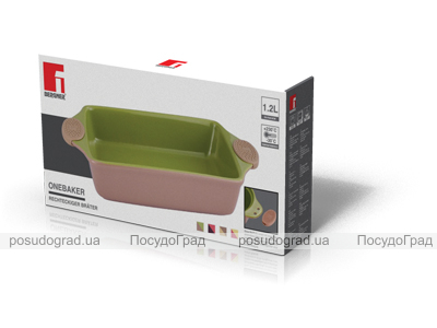 Форма для випічки керамічна Bergner 13856 зі знімними силіконовими ручками бордова