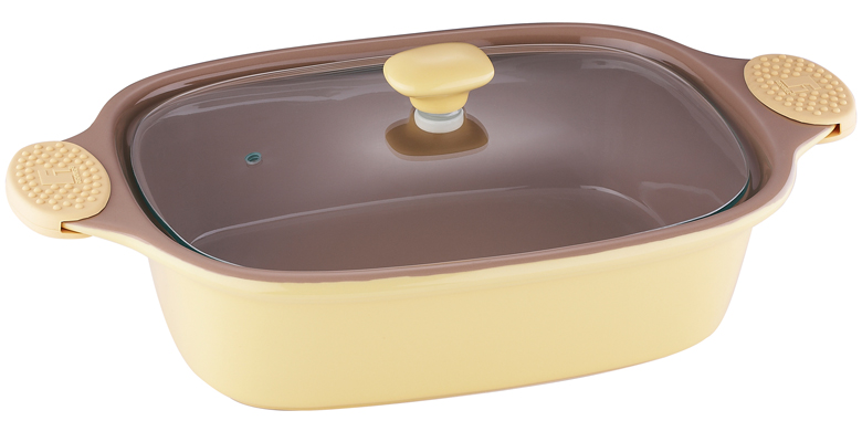 Каструля керамічна Bergner 2,35л жовта зі скляною кришкою