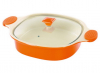 Кастрюля керамическая Bergner 1802003 36х27см со стеклянной крышкой и с силиконовыми ручками