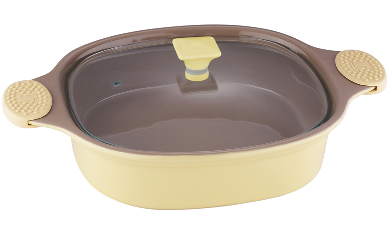 Каструля керамічна Bergner 1,4л жовта зі скляною кришкою