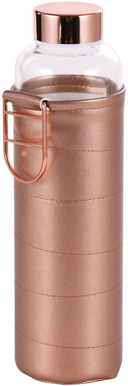 Пляшка для води Bergner Copper 600мл, скляна, рожевий чохол