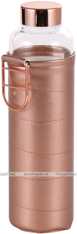 Пляшка для води Bergner Copper 600мл, скляна, рожевий чохол