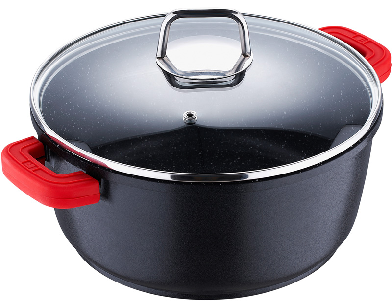 Каструля Bergner RedStone 4.45л литий алюміній зі скляною кришкою