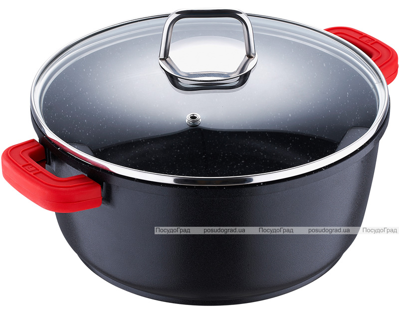 Каструля Bergner RedStone 4.45л литий алюміній зі скляною кришкою