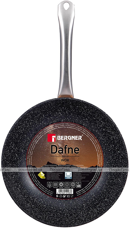 Сковорода-вок Bergner Dafne Ø28см індукційна з мармуровим антипригарним покриттям, мідний