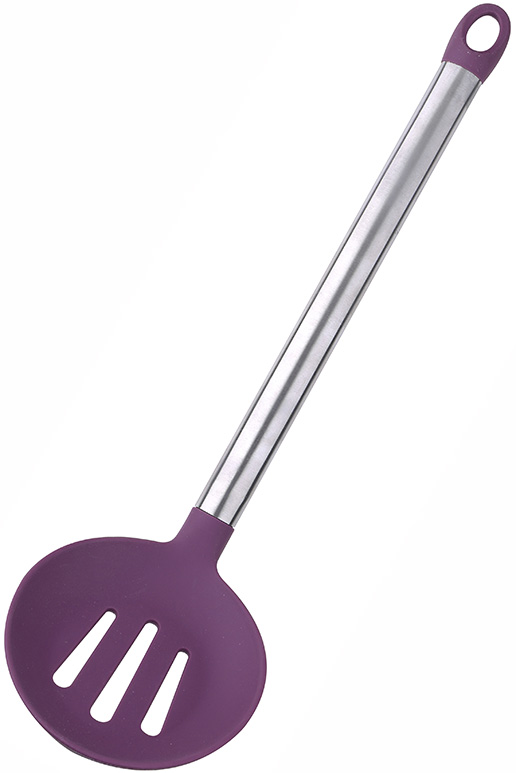 Шумівка широка Bergner Flex Kitchen 35см силіконова зі сталевою ручкою, фіолетова