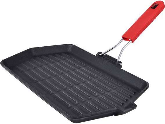 Сковорода-гриль Bergner BBQ 34.3х20.4x2см, чавун, складна силіконова ручка