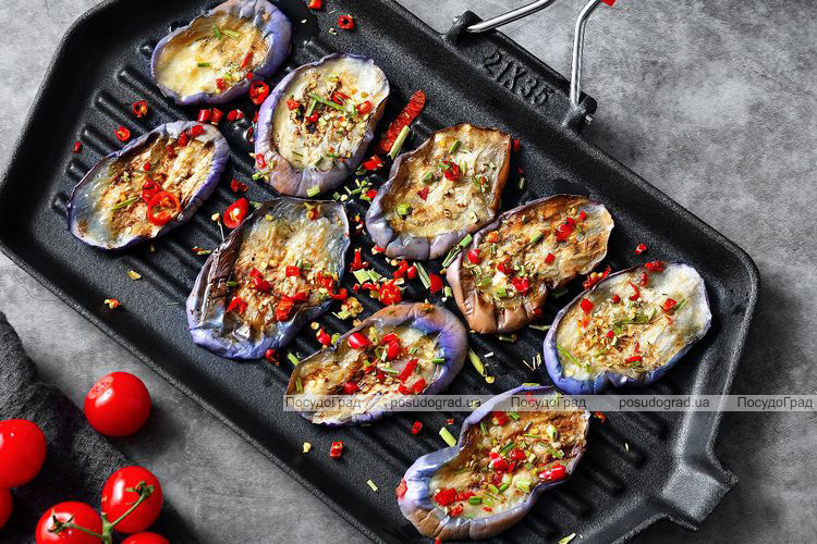 Сковорода-гриль Bergner BBQ 34.3х20.4x2см, чавун, складна силіконова ручка