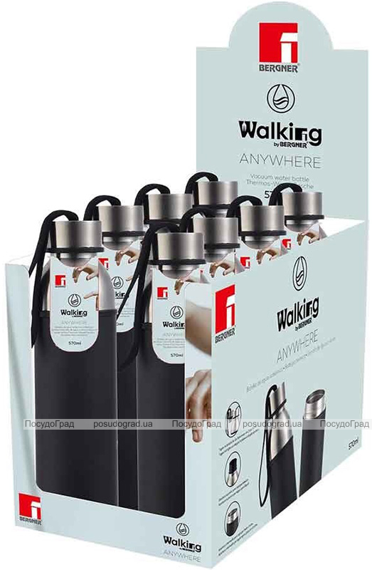 Термос-бутылка Bergner Walking Anywhere 570мл, черная