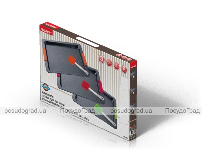 Форма для выпечки противень стальной Bergner 46x30x2.7см с силиконовыми ручками
