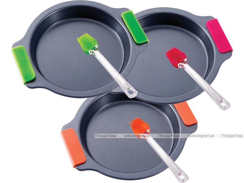 Форма для випічки сталева Bergner 23x3.3см з силіконовими ручками